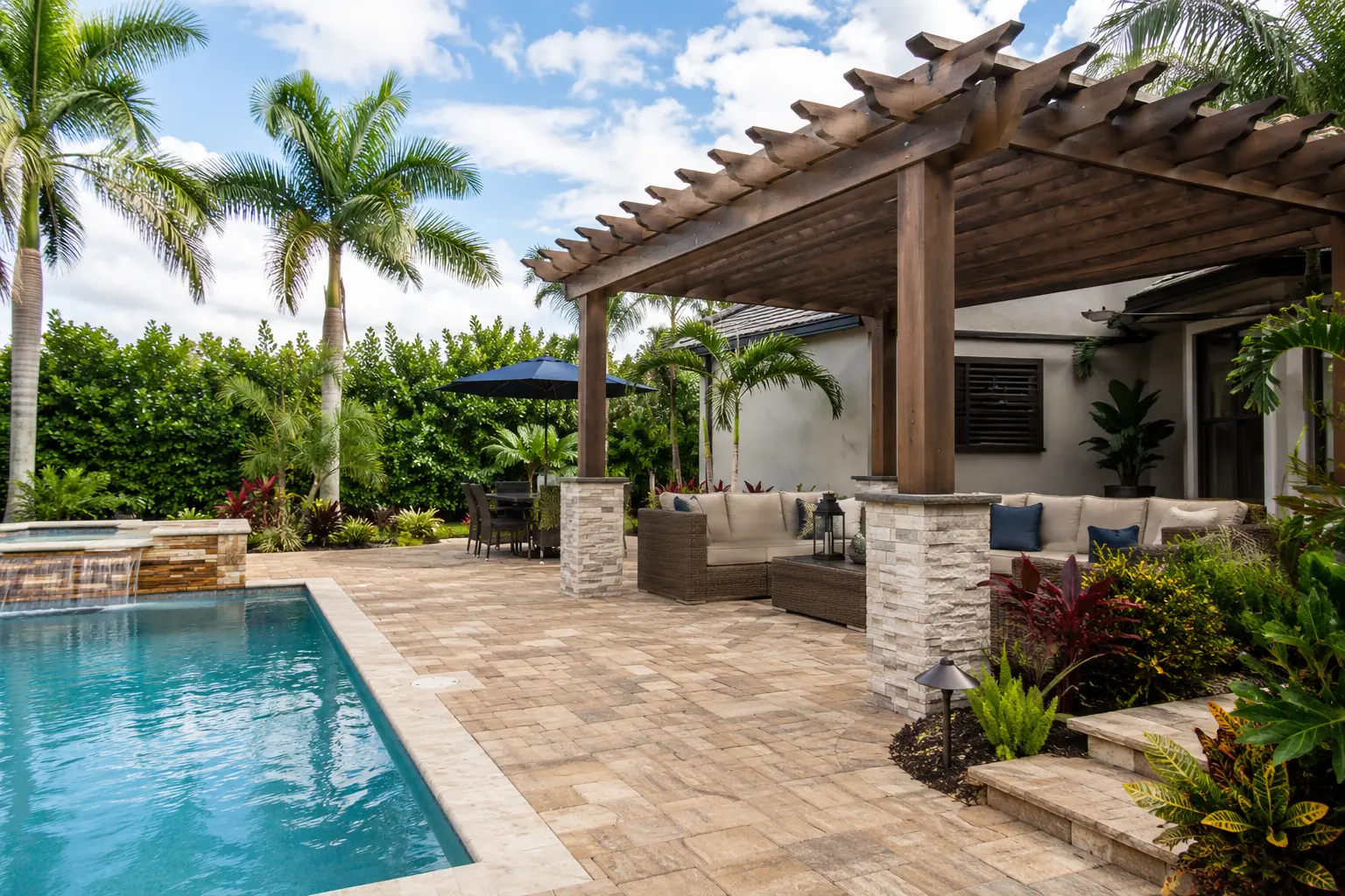 Same Florida backyard after a complete outdoor living renovation